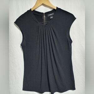 Liz Claiborne Career Black Sleeveless Blouse With Rouching Size Small